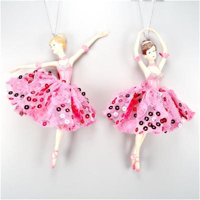 China Fuchsia Taiwan Christmas Decoration Polyresin Dress Ballerina Ornament for sale