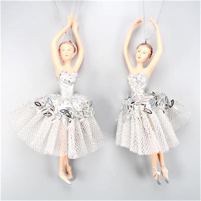 China Taiwan Christmas Decoration Polyresin Silver Dress Ballerina Ornament for sale