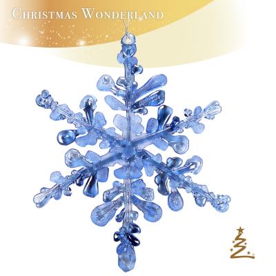 China Transparent Royal Blue Acrylic Christmas Ornament Christmas Decoration Snowflake Ornament for sale