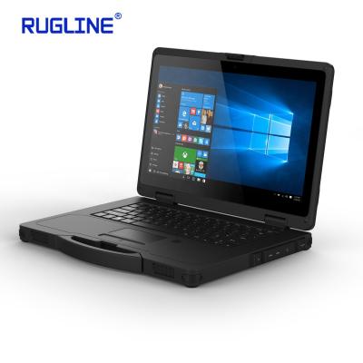 China RUGLINE Industrial 14 Inch Laptop Industrial Rugged PC Rugged Notebook With Serial Port Keyboard RJ45 Port Outdoor Durable Use for sale