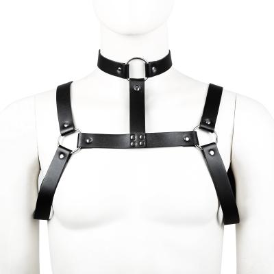 China Leather Corset Bondage Gear Restraint Body Leather Harness For Man BDSM Bondage Belt Chest Strap Shoulder for sale