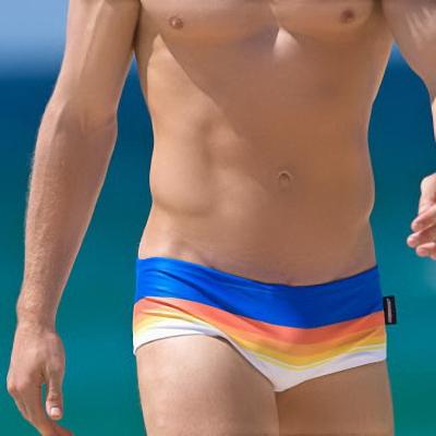 China Rainbow Breathable Backrest Men's Swimming Trunks for sale