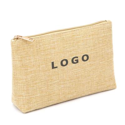 China Hot Sale Eco Canvas Makeup Bag Zipper Pouch Gift Bags Factory OEM Natural Cosmetic Bag Custom Logo For Promotion for sale