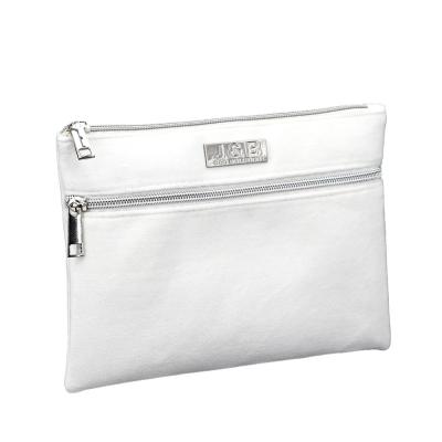 China Lady Customizable White Velvet Zipper Cosmetic Bag With Logo Fashion Travel Makeup Organizer Pouch Bag for sale