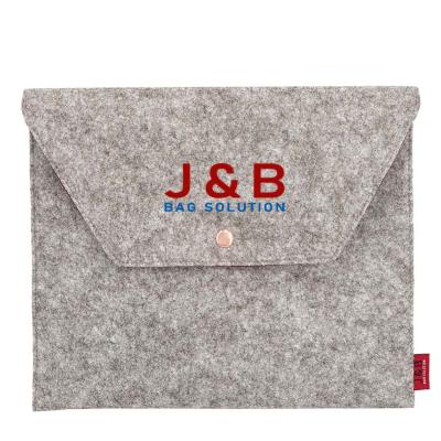 China Preppy Style Printed Logo Custom Felt Makeup Organizer Bag Promotion Felt A4 Folder Document Envelope Bag Stationary Flap Pocket For IPad for sale