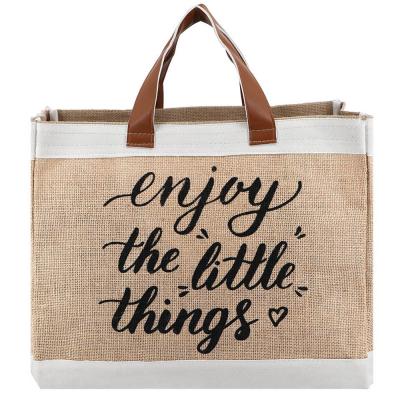 China Natural Jute Tote Bag Eco Grocery Shopping Bag Jute Eco Friendly Natural Wholesale Jute Logo Hemp Beach Bag Promotional For Gift for sale