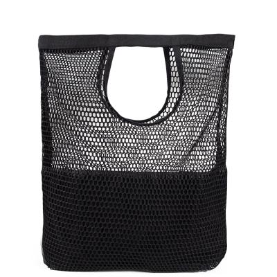 China Mesh Shopping Bag Eco Black Style Factory Custom Mesh Tote Grocery Bag Women Cotton Mesh Beach Bag For Promotional Gift for sale