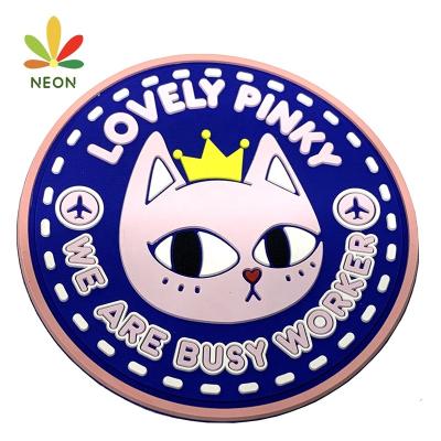 China Washable Custom 3D Embossed Cute Cartoon Logo Soft PVC Rubber Patches For Hats for sale