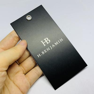 China Luxury Recyled Cardboard Custom Design Printing Clothing Paper Swing Hang Tags With Cord /String for sale