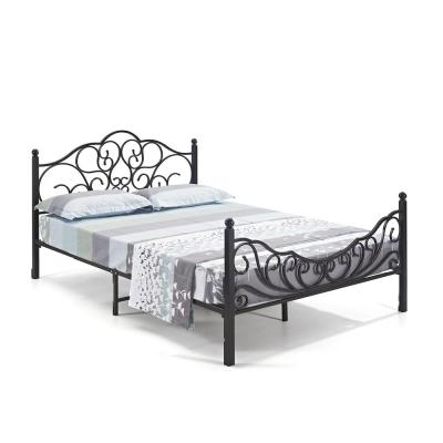 China Simple modern antique brass metal bed Q007 double wall bed queen size metal bed self-lock slat self-lock metal bed for sale