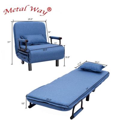 China Modern Metal Building Fabric Folding Single Sofa Bed Steel Sofa Bed Soft Frame for sale