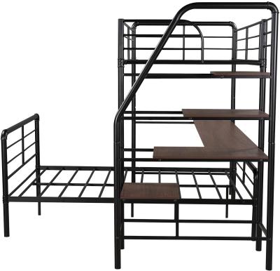 China Storage King Dorm Adult Student Metal Single Bed Frame Queen Attic Bed School Home Use Adult Bunk Bed for sale