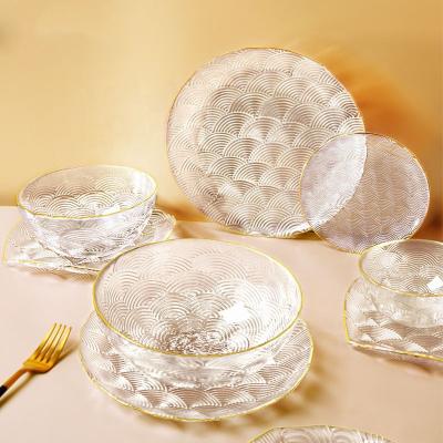 China Stock Kitchen Dinnerware Set Gold Rim Ice Supplier Ready Viable Wholesale for sale