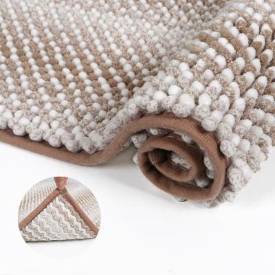 China Stocked Chenille Gradient Pattern Floor Mat Bathroom Mat Eco-friendly Absorbent Non-slip Bath Mat for sale