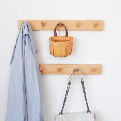 China Heat Resistant Wooden Coat Rack Wall Mount Entryway Coat Rack with 6 5 4 3 Wall Wood Hooks Coat Hat Hanger for Organized Wall and Storage for sale