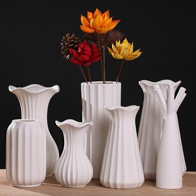 China Vase Various Shapes Minimalist Pure White Home Decor And Styles Available Ceramic Hotel Office Opens Room Decor Flower Vases for sale