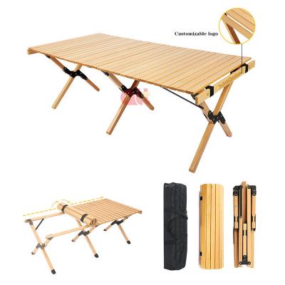 China Wooden Portable Folding New Product New Product Storage Egg Roll Table Simple Folding Camping Outdoor Rise Adjustable Folding Wooden Table Wooden Portable Table for sale