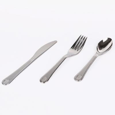 China 20cm Stainless Steel Coated Spoon Knife Fork Viable Disposable Plastic Cutlery Tableware for sale