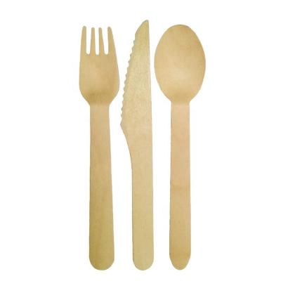 China Disposable Eco-Friendly Compostable Biodegradable Wooden Spoon Fork Wooden Cutlery Cutlery for sale