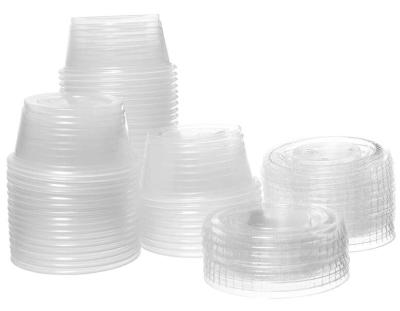 China Disposable Disposable Plastic Jello Shot Cups With Lids Soufflé Party Container Sauce Cup for sale