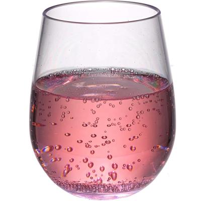 China Reusable Dishwasher Safe BPA Free Elegant Reusable Plastic Stemless Wine Glasses for sale