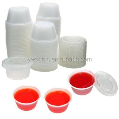 China Disposable Disposable Mini Clear Plastic Jello Shot Sauce And Condiment Cups With Lids for sale