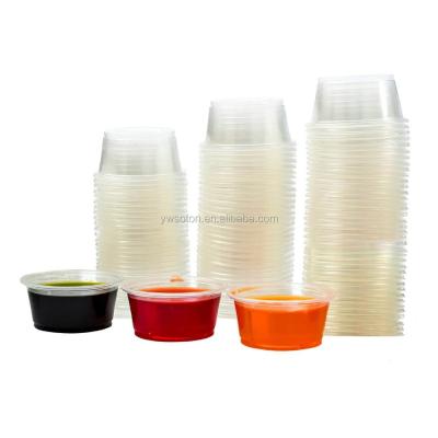 China Disposable Plastic Clear Restaurant Condiment Sauces Jello Shot Souffle Party Sauce Cups With Lids for sale