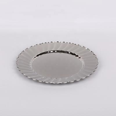 China Disposable stainless steel or silver coated plate to match disposable plastic plates for sale