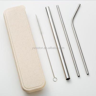 China Sustainable Reusable Stainless Steel Drinking Straw Set With Brush for sale