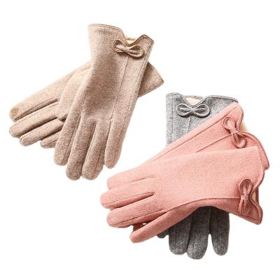 China Barred 2022 New Winter Wool Fleece Lined Warm Gloves Driving And Cycling Touch Screen Cashmere Woolen Gloves for sale