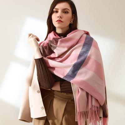 China 2021 Winter New Cashmere Tassel Printing Plaid Medium Warm Scarf Shawl Female Fashion Soft Long Scarf Long for sale