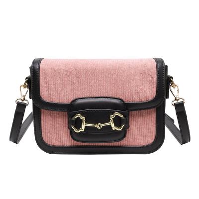 China New Fashion Messenger Style Portable Small Bag Contrast Foreign Small Square Shoulder Saddle Bag for sale