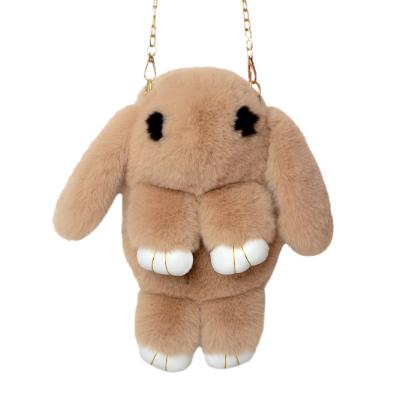 China High Quality Plush Rabbit Lady Bags Rex Rabbit Fur Chain Imitation Shoulder Thrown Chain Bag for sale