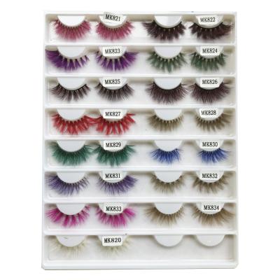 China Wholesale price 25mm 3d 100% real natural soft dramatic fur mink colored eyelashes with custom packaging boxes for sale