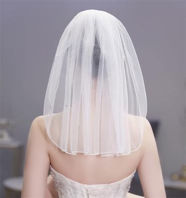 China Applique Edge In 2022  the new  Wedding Veil  1 Tier Rhinestone Bridal Veil with Comb Women's Short Veils for sale