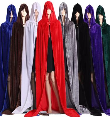 China Lace 2022 new hooded lace-up solid-color velvet cape Thin Halloween costume multicolor optional for both sexes for sale