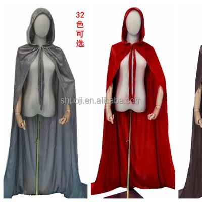 China Spandex 32 Colors Adult and Children Velvet Vampire Halloween Costume Cloak Men's and Women's Stage Costumes Movie Photo Retro Travel for sale