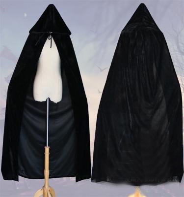 China Cloak Halloween Vampire Ghost Witchcraft Velvet Cloak Cape Death Long Robe Gothic Hooded Medieval Renaissance Cloak Costume Accessory for sale