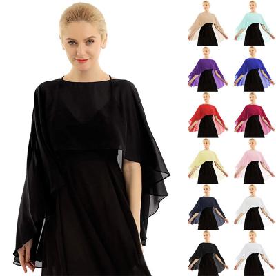 China Breathable 2022 new black white ivory cape soft lightweight wedding Bride Chiffon cape Ladies Evening Ball shrug for sale