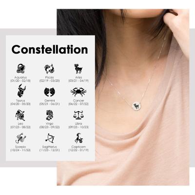 China TRENDY Coin Pendant Necklace Zodiac Sign Libra Sagittarius Libra Sagittarius Silver Color Stainless Steel Jewelry for sale