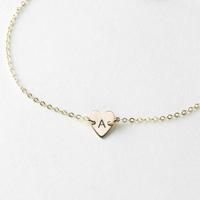 China TRENDY Initial Letter Heart Engraved Bracelet For Wife Girlfriend Jewelry Gift Wholesale for sale