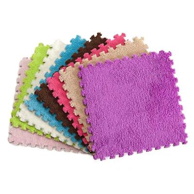 China Wholesale EVA Foam DIY Washable Jigsaw Puzzle Mat Custom Flooring Plush Foam Puzzle Blanket Mat Fluffy Carpet for sale