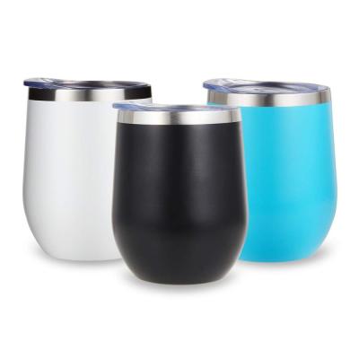 China Disposable Double Wall Wine Tumbler 12 oz 18/8 Stainless Steel Tumbler Insulated Water Tumbler With Lid for sale