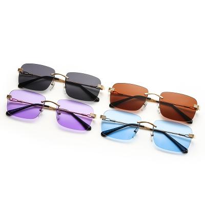 China Fashion New Retro Frameless Square Sunglasses UNOC Sunglasses Rectangle Men And Latest Women Metal Sunglasses for sale