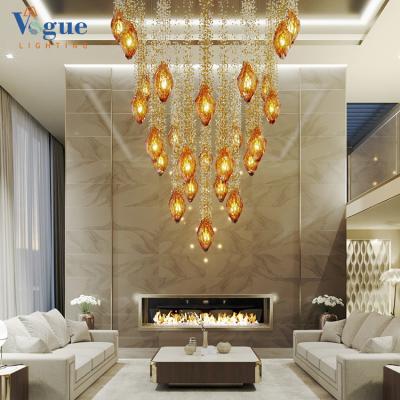 China Modern Fashion Golden Hotel Indoor Decorative Lobby Hanging Pendant Lamp Luxury Modern Chandelier for sale