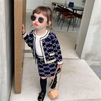 China Korean Hot Sale Casual Kids Children Fashion Sportswear Dress Babies Stylish Knitted Dresses Sets for sale