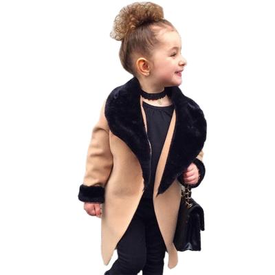 China 2020 New Children's Wool Outerwear Breathable Children's Collar Girls' Mid-Winter Mid-Length Hairy Coat With Belt for sale