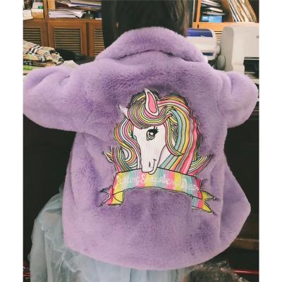 China Wholesale Breathable Baby Winter Clothes Warm Coat Kids Unicorn Winter Fur Coats Little Girls Coat With Fur Collar for sale