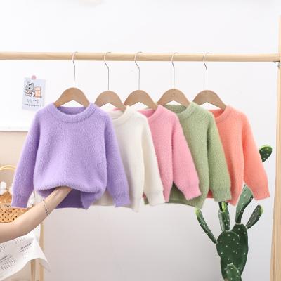 China Winter Breathable Unisex Sweater Baby Solid Color Furry Children Knitted Warm Sweater Toddler Kids Sweaters for sale