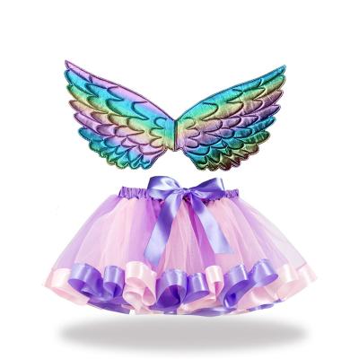 China Breathable Boutique Babies Tutu Dress+ Wings 2pcs Tutu Skirts Sets For Girls Kids for sale